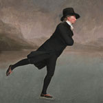 small image of black-clad minister skating on ice