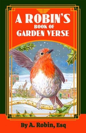 book cover shows a garden robin in snow, one wing raised