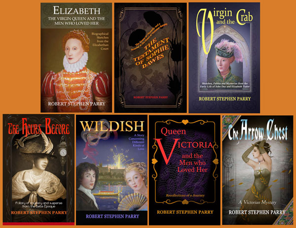 6 historical fiction reads. composite illustration of book covers showing the novels of Robert Stephen Parry