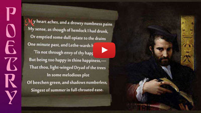 Reading of Keats poem Ode to a Nightingale on video