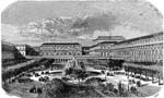thumbnail image of old engraving of palace and gardens in Paris