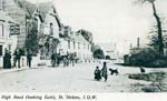 thumbnail image from old postcard, black and white village setting