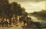 thumbnail of 19th-century painting showing gathering on horseback