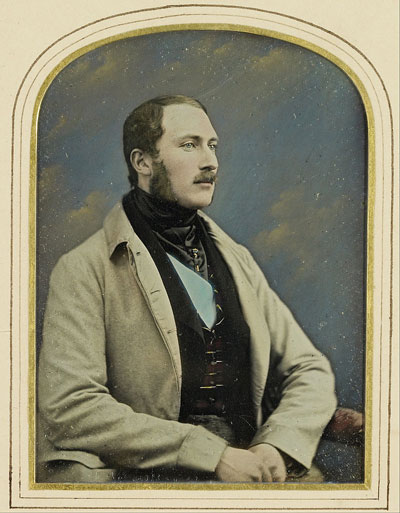 tinted photograph of Prince Albert in beige coat