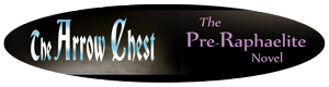 banner linking to novel The Arrow Chest, with text, dark green-blue background